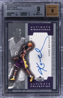 2001/02 Upper Deck Ultimate Collection "Ultimate Signatures" #KBA Kobe Bryant Signed Card - BGS MINT 9/BGS 9